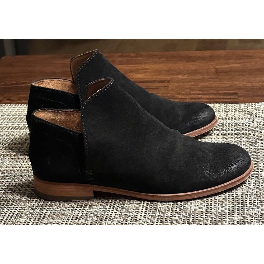 Frye Elyssa Suede Ankle Booties Women's Size 7 Black Leather Shootie - Picture 2 of 6